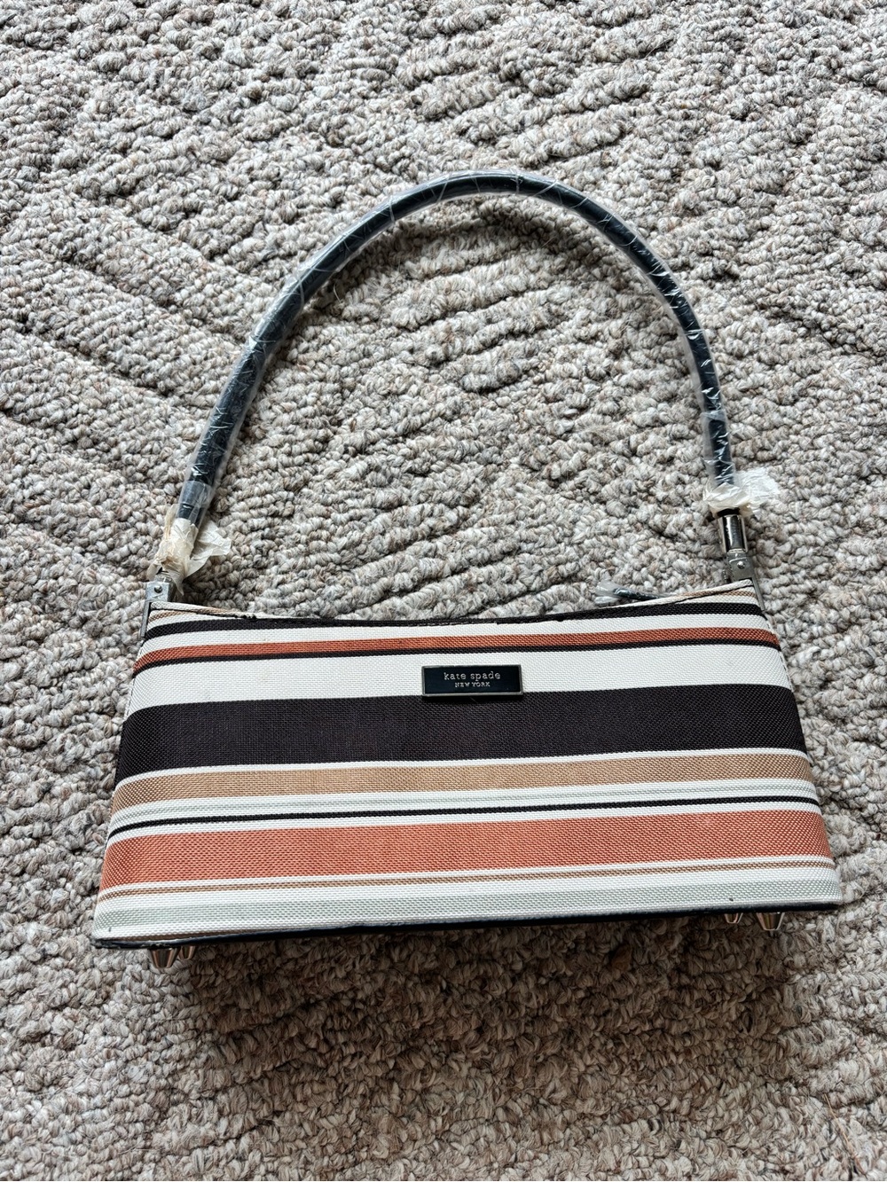 kate spade Striped Mini Shoulder Bag in Black, Cream, Tan, Rust